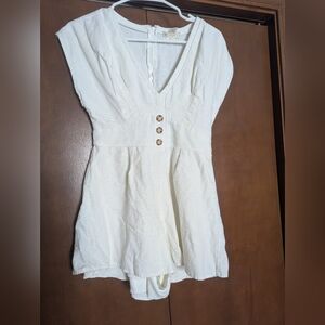 Altar’d State Cream Linen Blend Romper Size Medium
